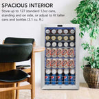 Whynter BR-128WS 17" Freestanding Beverage Refrigerator - Spacious Interior Shown
