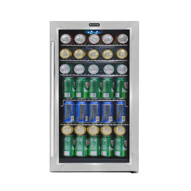 Whynter BR-130SB 127-Can Freestanding Beverage Refrigerator - Front View Loaded Inside Closed Door