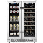 Whynter BWB-2060FDS 24″ Dual Zone French Door Wine & Beverage Center - front view loaded inside closed door