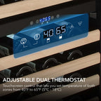 Whynter BWR-0922DZ 92-Bottle Dual-Zone Built-In Wine Refrigerator - Adjustable Dual Thermostat
