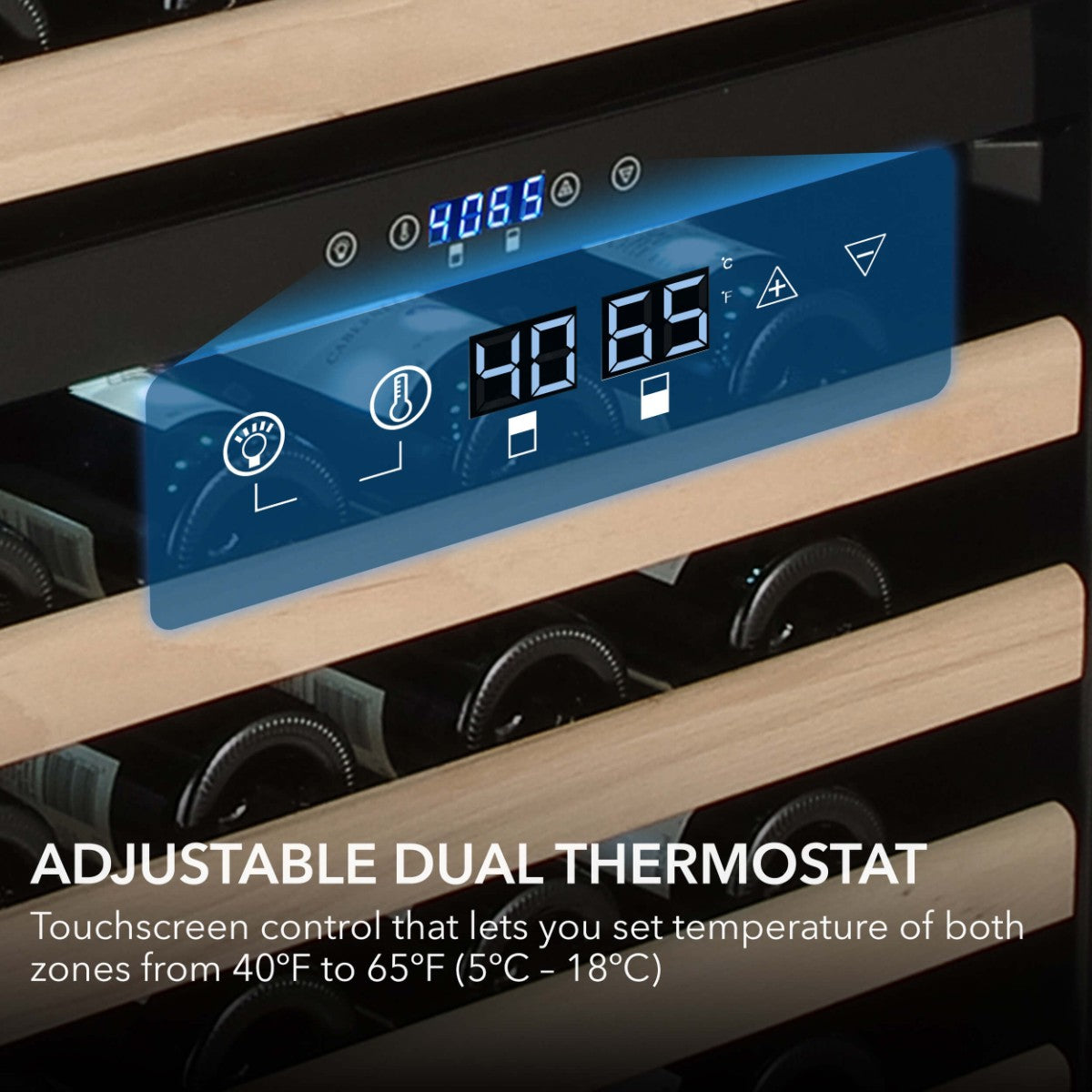 Whynter BWR-0922DZ 92-Bottle Dual-Zone Built-In Wine Refrigerator - Adjustable Dual Thermostat