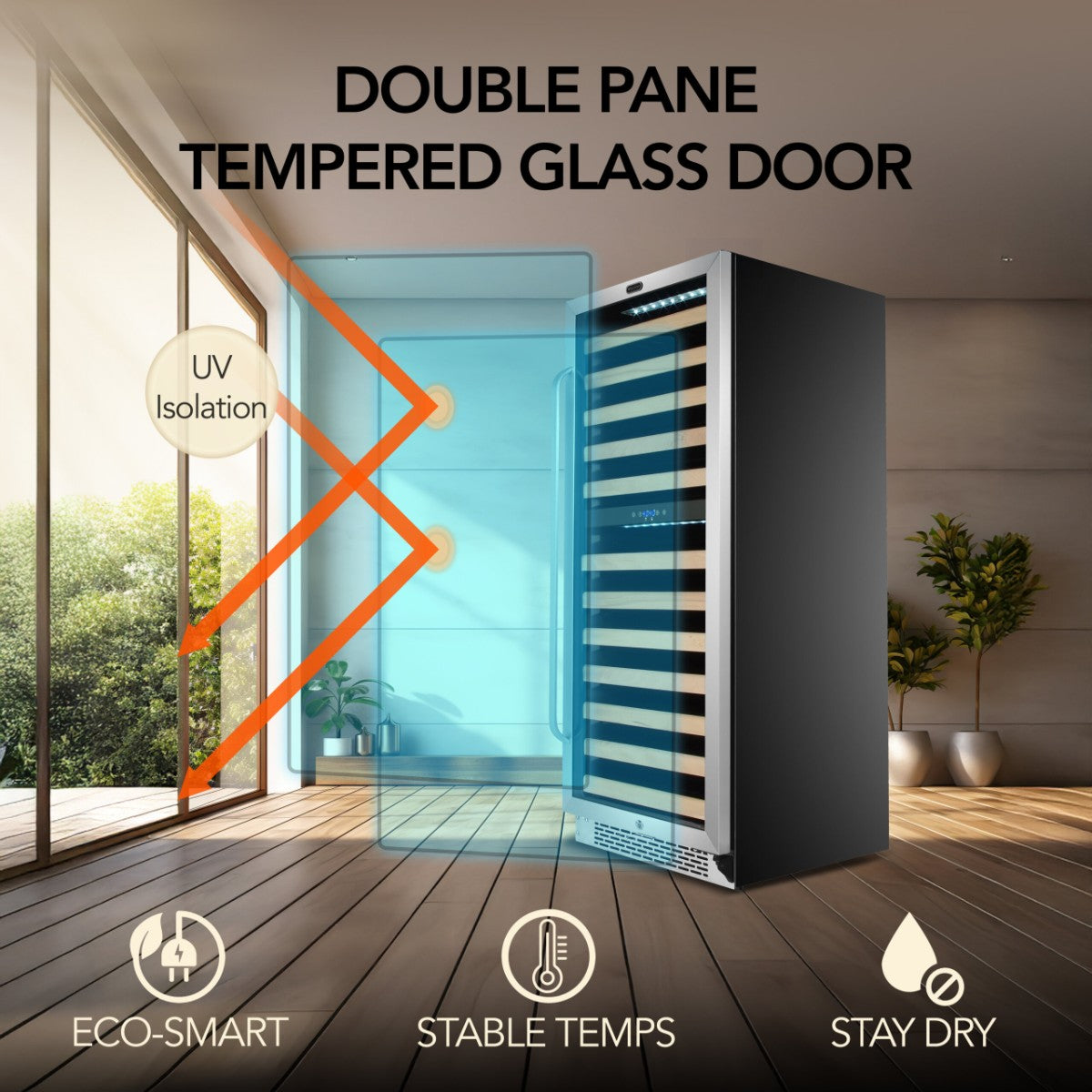 Whynter BWR-0922DZ 92-Bottle Dual-Zone Built-In Wine Refrigerator - Double Pane Tempered Glass Door