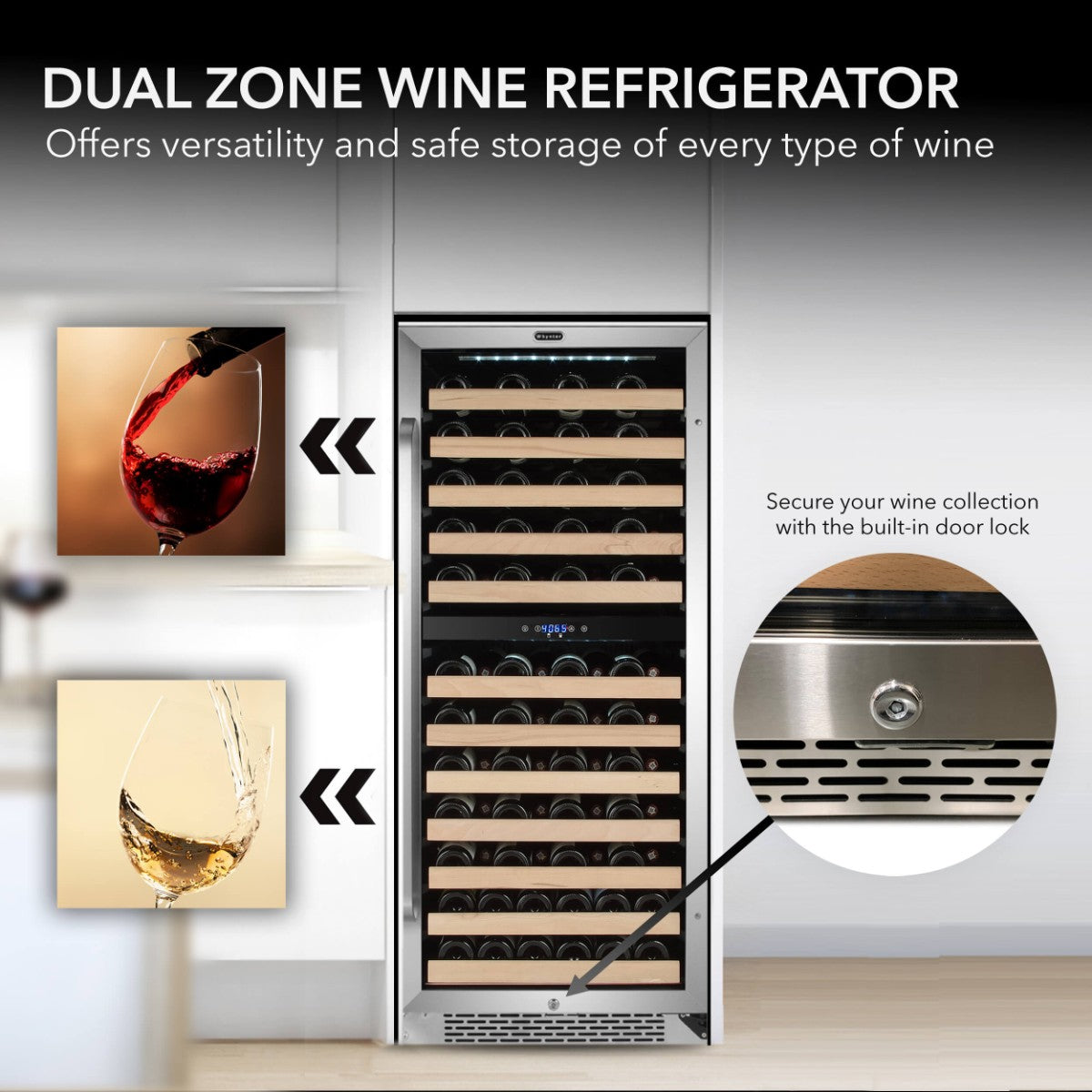 Whynter BWR-0922DZ 92-Bottle Dual-Zone Built-In Wine Refrigerator - Dual Zone Wine Refrigirator