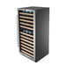 Whynter BWR-0922DZ 92-Bottle Dual-Zone Built-In Wine Refrigerator - Front left view loaded shelves closed door
