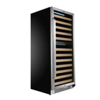 Whynter BWR-0922DZ 92-Bottle Dual-Zone Built-In Wine Refrigerator - Front right view empty shelves closed door