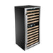 Whynter BWR-0922DZ 92-Bottle Dual-Zone Built-In Wine Refrigerator - Front right view loaded shelves open door