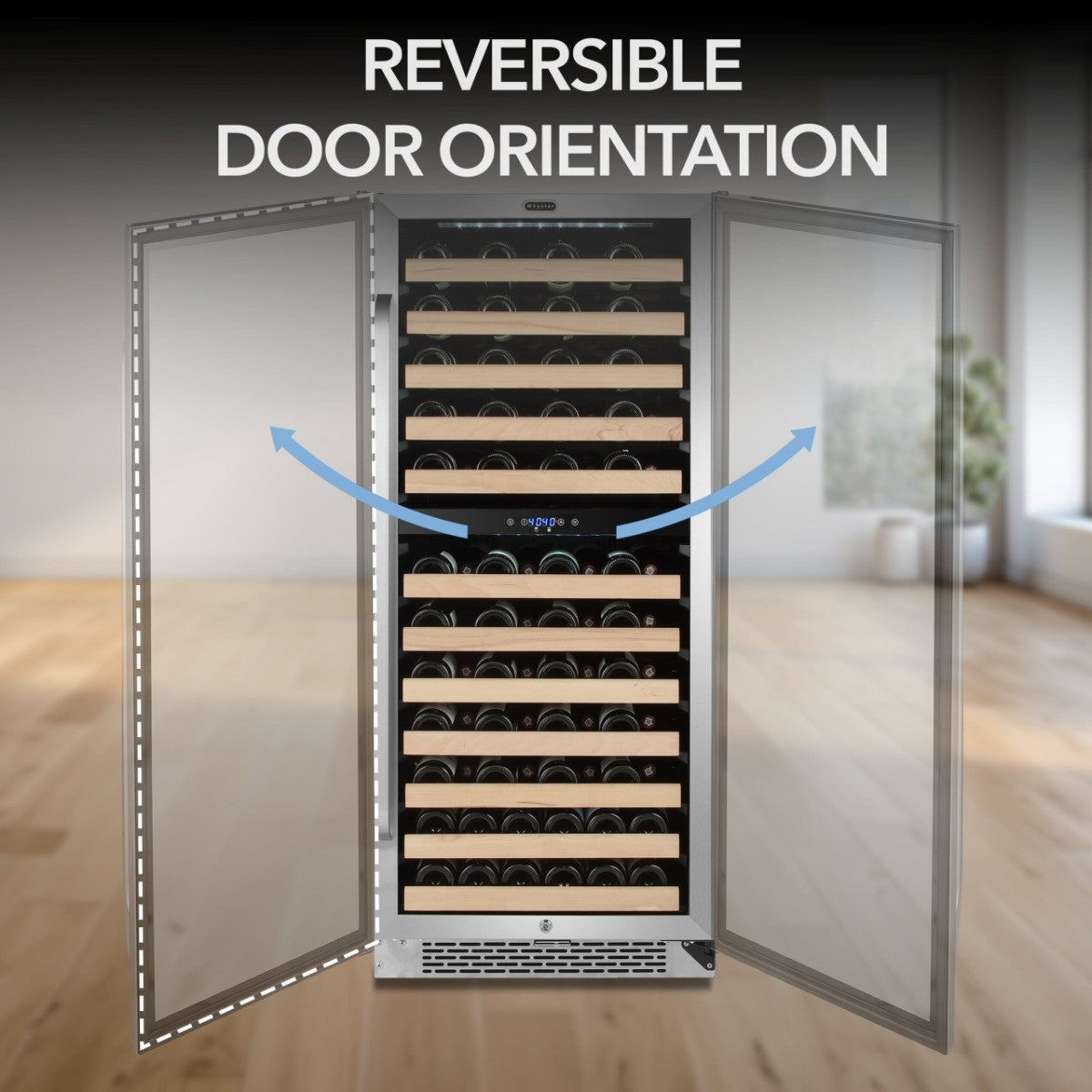 Whynter BWR-0922DZ 92-Bottle Dual-Zone Built-In Wine Refrigerator - Reversible Door Orientation