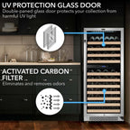 Whynter BWR-0922DZ 92-Bottle Dual-Zone Built-In Wine Refrigerator - UV Protection Glass Door and Activated Carbon Filter