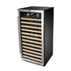 Whynter BWR-1002SD 100-Bottle Single-Zone Built-In Wine Refrigerator - Front left view loaded shelves closed door