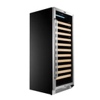 Whynter BWR-1002SD 100-Bottle Single-Zone Built-In Wine Refrigerator - Front right view empty shelves closed door