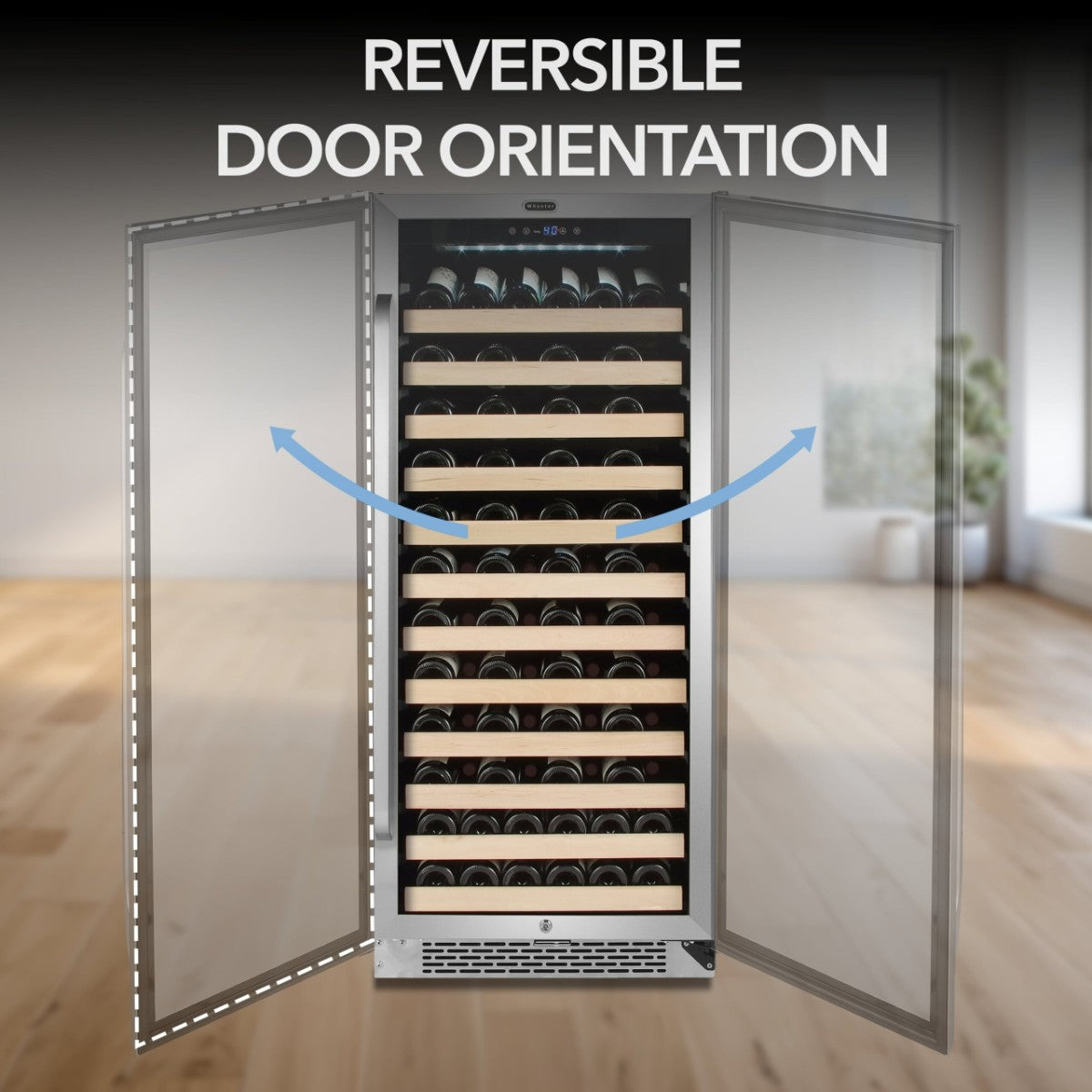 Whynter BWR-1002SD 100-Bottle Single-Zone Built-In Wine Refrigerator - Reversible Door Orientation