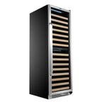 Whynter BWR-1642DZ 164-Bottle Dual-Zone Built-In Wine Refrigerator - Front right view empty shelves closed door