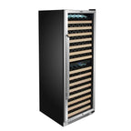 Whynter BWR-1642DZ 164-Bottle Dual-Zone Built-In Wine Refrigerator - Front right view loaded shelves closed door