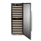 Whynter BWR-1642DZ 164-Bottle Dual-Zone Built-In Wine Refrigerator - Front view empty shelves open door