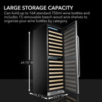 Whynter BWR-1642DZ 164-Bottle Dual-Zone Built-In Wine Refrigerator - Large Storage Capacity