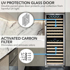 Whynter BWR-1642DZ 164-Bottle Dual-Zone Built-In Wine Refrigerator - UV Protection Glass Door