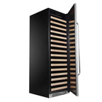 Whynter BWR-1662SD 166-Bottle Single-Zone Built-In Wine Refrigerator - Front right view empty shelves open door
