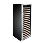 Whynter BWR-1662SD 166-Bottle Single-Zone Built-In Wine Refrigerator - Front right view loaded shelves closed door