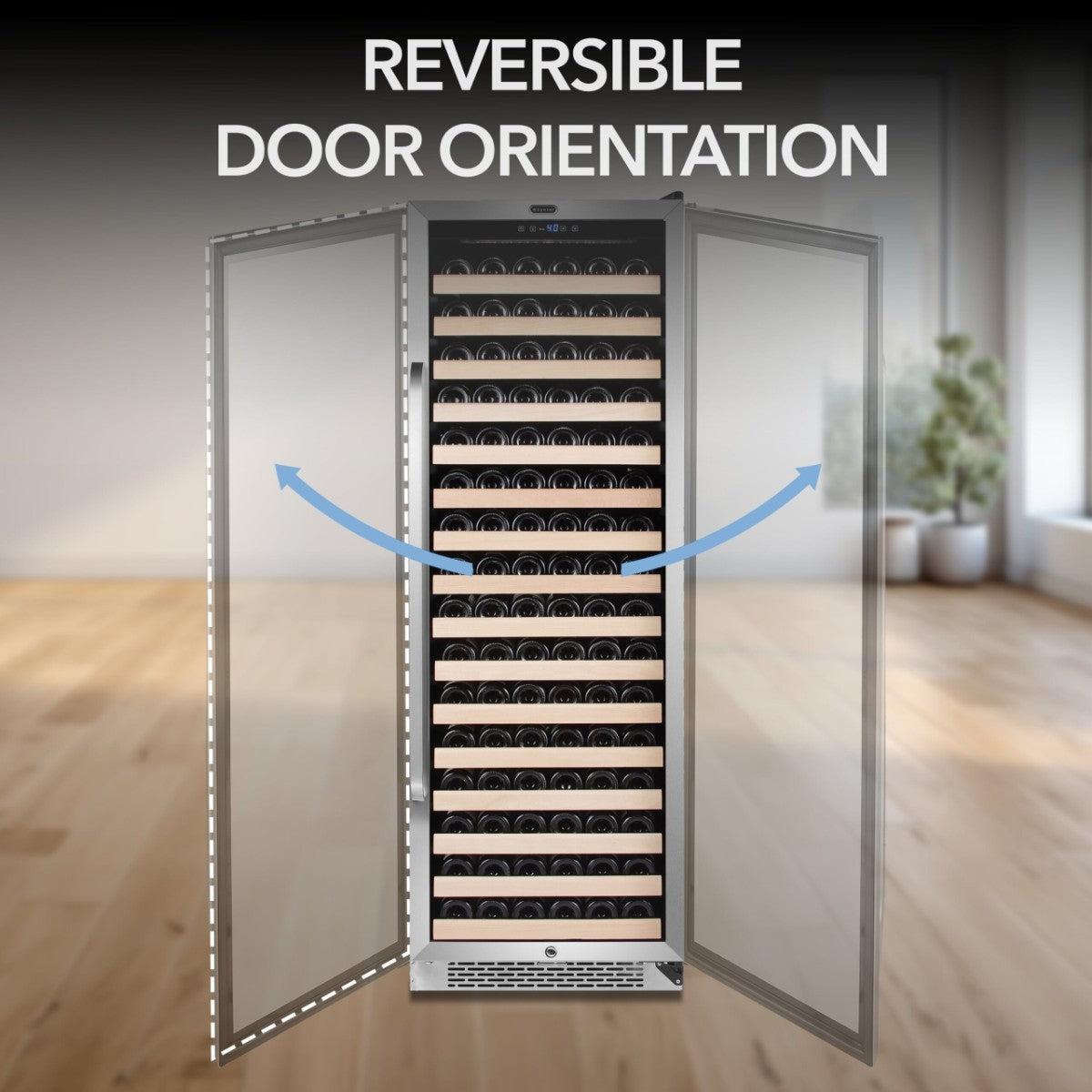 Whynter BWR-1662SD 166-Bottle Single-Zone Built-In Wine Refrigerator - Reversible Door Orientation