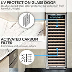 Whynter BWR-1662SD 166-Bottle Single-Zone Built-In Wine Refrigerator - UV Protection Glass Door