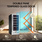 Whynter BWR-18SD 18-Bottle Built-In Wine Refrigerator - double pane tempered glass door shown