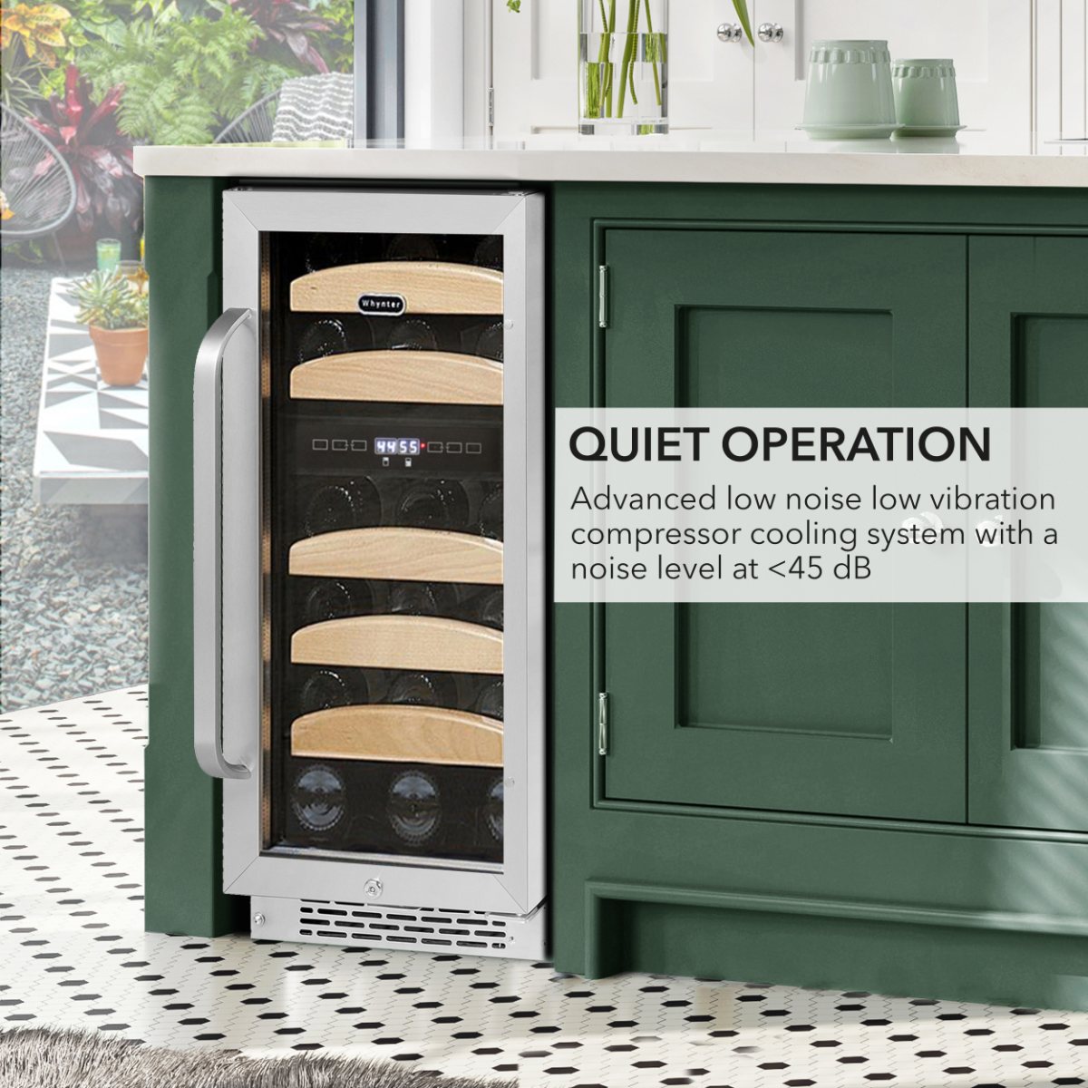 Whynter BWR-281DZ 28-Bottle Dual Zone Built-In Wine Refrigerator - quiet operation low noise and low vibration