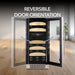 Whynter BWR-281DZ 28-Bottle Dual Zone Built-In Wine Refrigerator - reversible door orientation