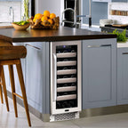 Whynter BWR-331SL 33-Bottle Single-Zone Built-In Wine Refrigerator - Built-in wine cooler with stainless steel finish installed in a modern kitchen island