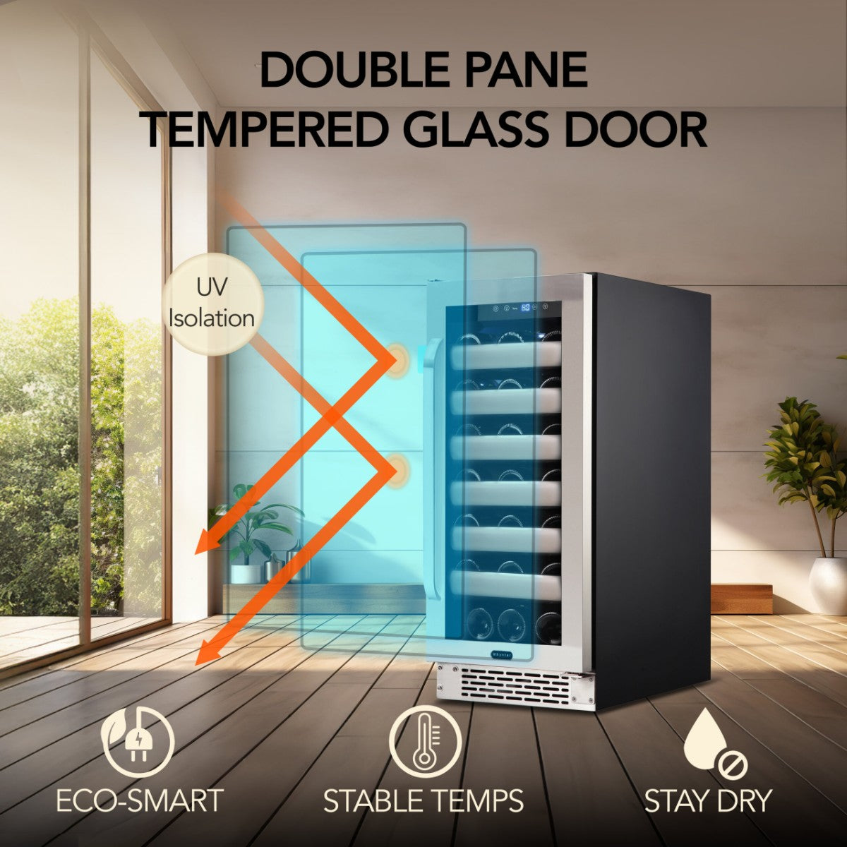 Whynter BWR-331SL 33-Bottle Single-Zone Built-In Wine Refrigerator - Double Pane Tempered Glass Door