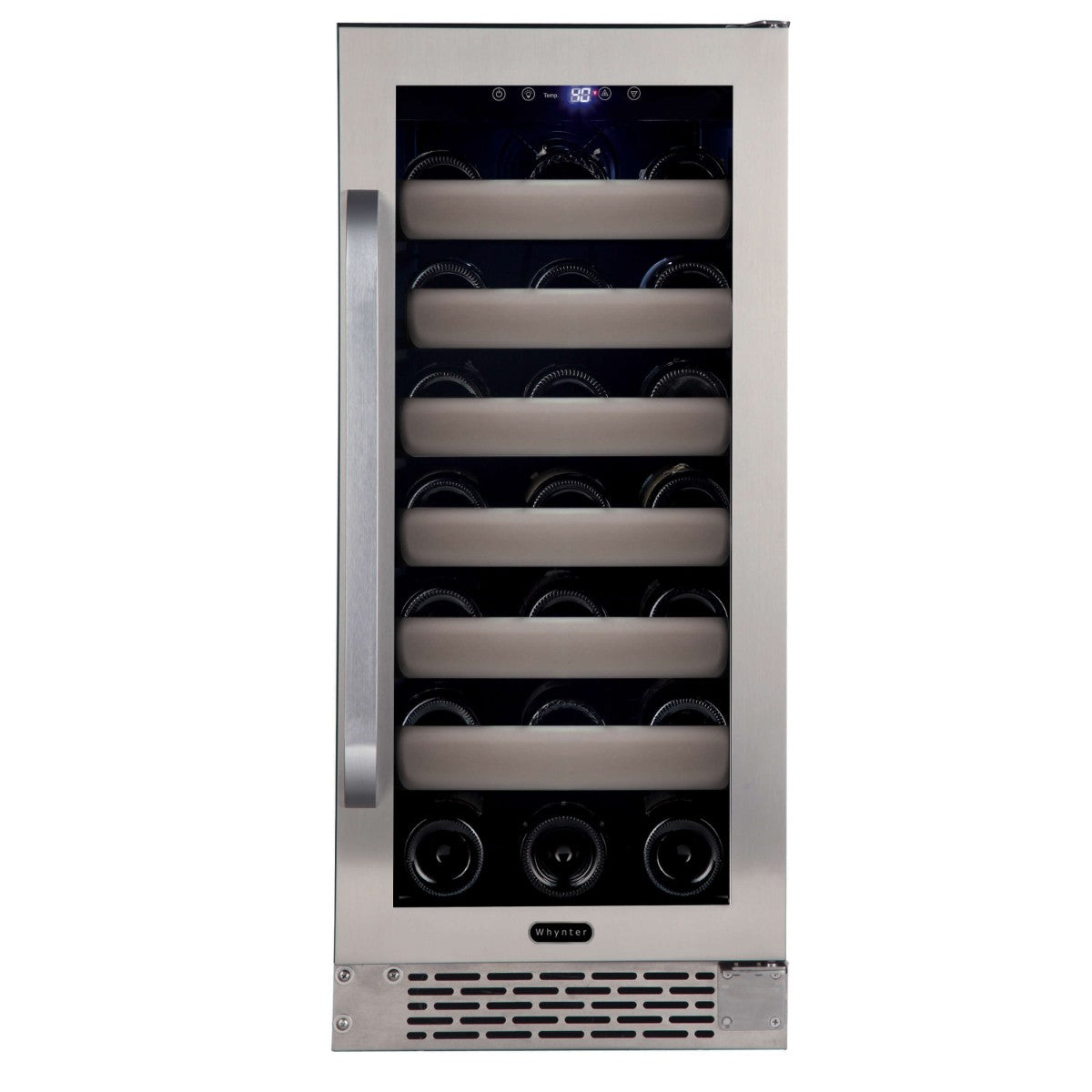 Whynter BWR-331SL 33-Bottle Single-Zone Built-In Wine Refrigerator - Front View with wines inside closed door