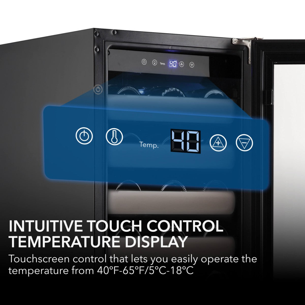 Whynter BWR-331SL 33-Bottle Single-Zone Built-In Wine Refrigerator - Intutive Touch Control Temperature Display