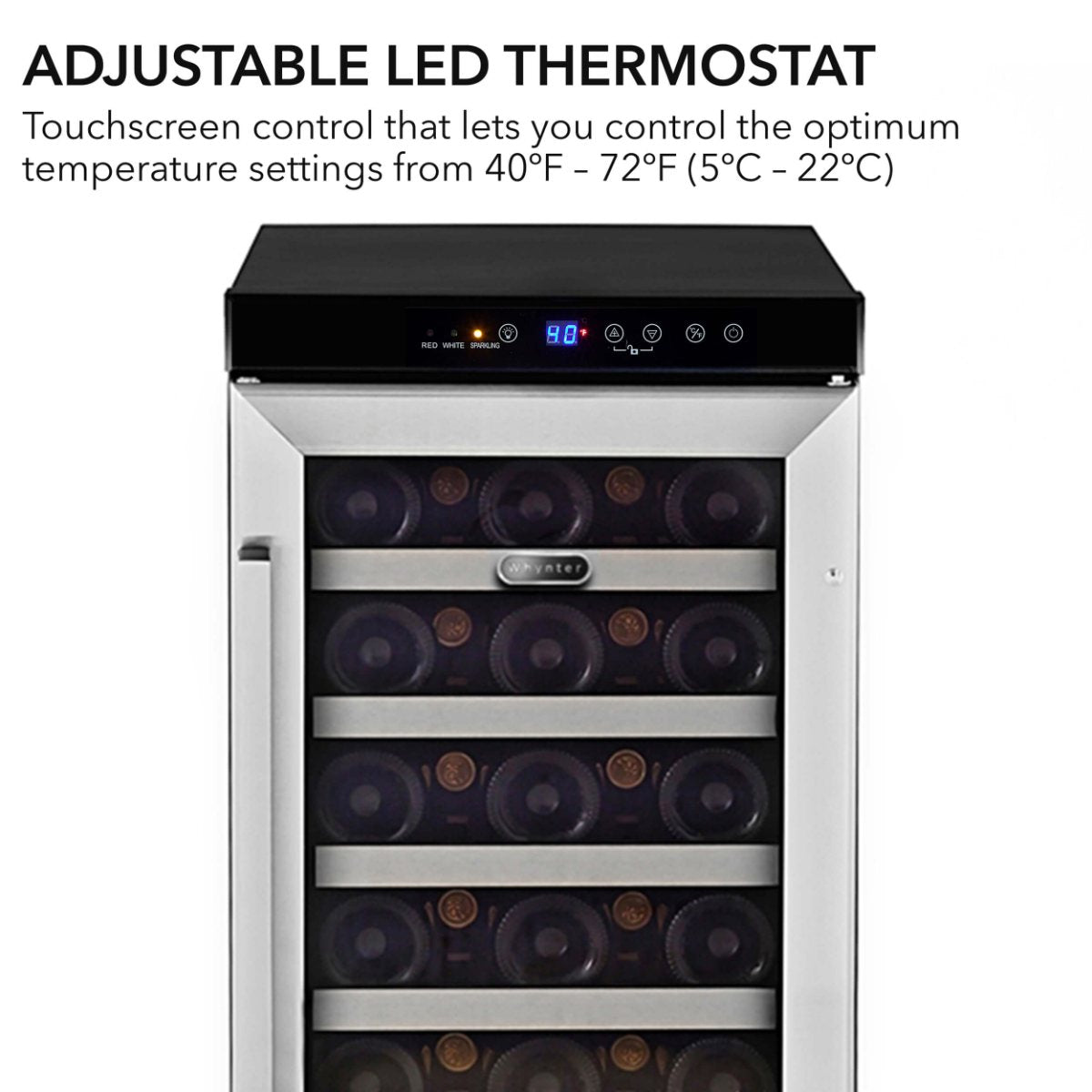 Whynter BWR-33SD 33-Bottle Built-In Wine Refrigerator - adjustable LED thermostat touchscreen control