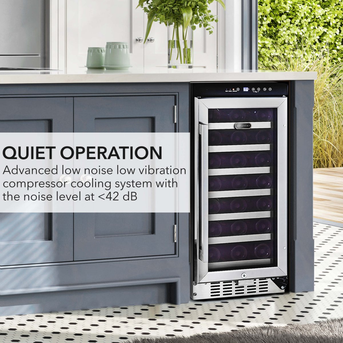 Whynter BWR-33SD 33-Bottle Built-In Wine Refrigerator - quiet operation low noise and low vibration