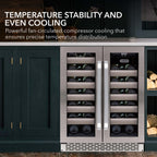 Whynter BWR-401DS 40-Bottle Dual-Zone Built-In Wine Refrigerator - Temperature Stability and Even Cooling