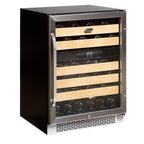 Whynter BWR-462DZ 46-Bottle Dual Zone Built-In Wine Refrigerator - Front left view loaded fridge closed door