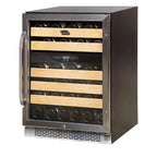 Whynter BWR-462DZ 46-Bottle Dual Zone Built-In Wine Refrigerator - Front right view loaded fridge closed door
