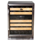 Whynter BWR-462DZ 46-Bottle Dual Zone Built-In Wine Refrigerator - Front view loaded fridge closed door