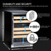 Whynter BWR-462DZ 46-Bottle Dual Zone Built-In Wine Refrigerator - durability and security dimensions shown