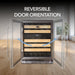 Whynter BWR-462DZ 46-Bottle Dual Zone Built-In Wine Refrigerator - reversible door orientation shown