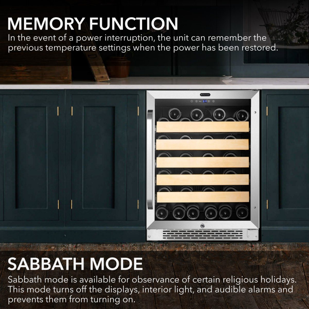 Whynter BWR-541STS 54-Bottle Single-Zone Built-In Wine Refrigerator - Memory Function and Sabbath Mode Available