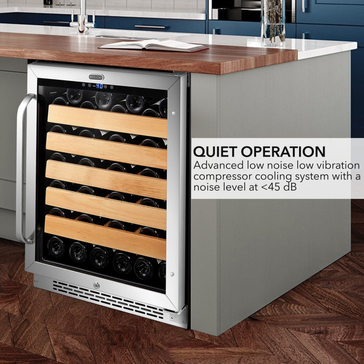 Whynter BWR-541STS 54-Bottle Single-Zone Built-In Wine Refrigerator - Quiet Operation of the fridge