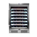 Whynter BWR-545XS 54-Bottle Built-In Wine Refrigerator - Front view loaded shelves closed door - white lighting