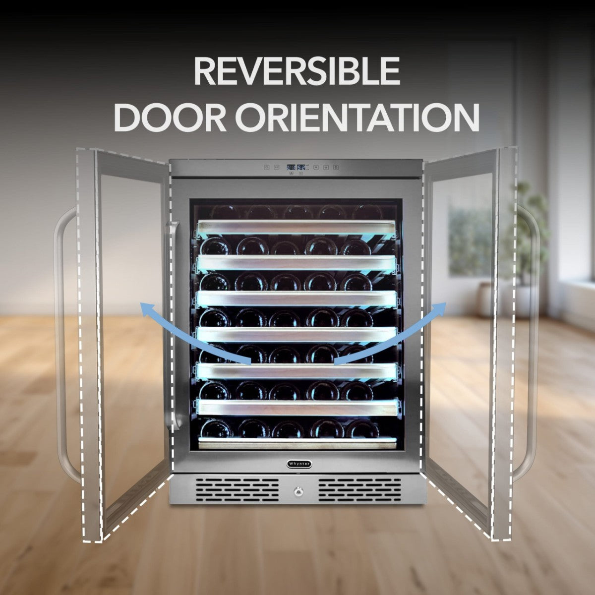 Whynter BWR-545XS 54-Bottle Built-In Wine Refrigerator - Reversible Door Orientation