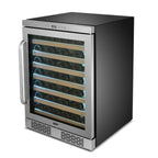 Whynter BWR-545XS 54-Bottle Built-In Wine Refrigerator - front left view loaded shelves closed door