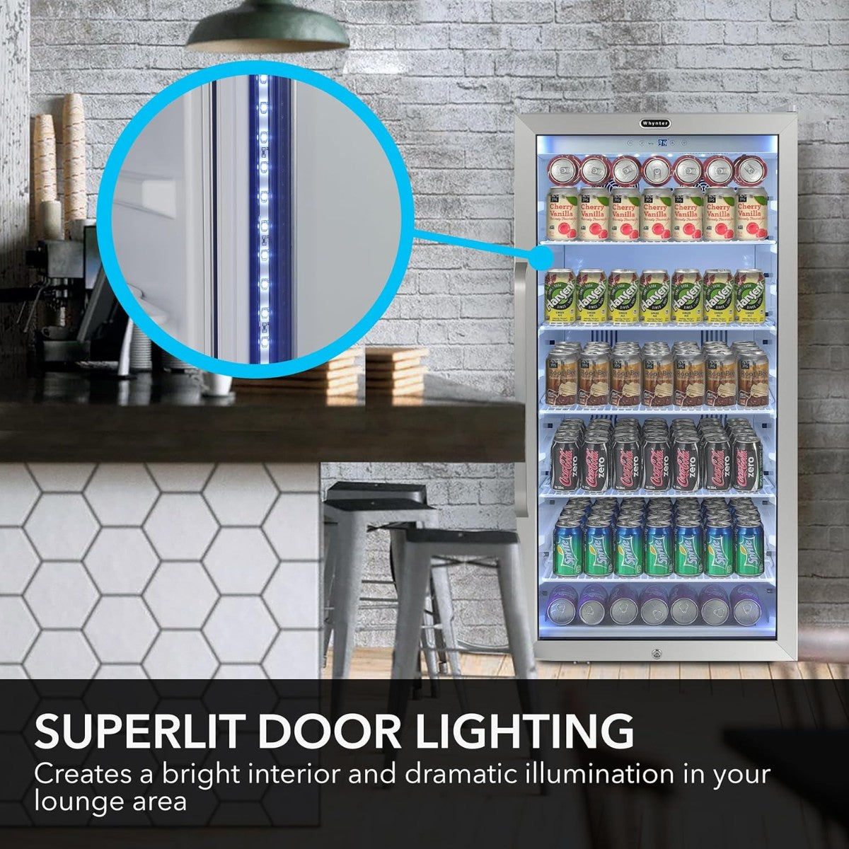 Whynter CBM-815WS 8.1 cu.ft. Commercial Beverage Refrigerator - Superlit Door Lighting