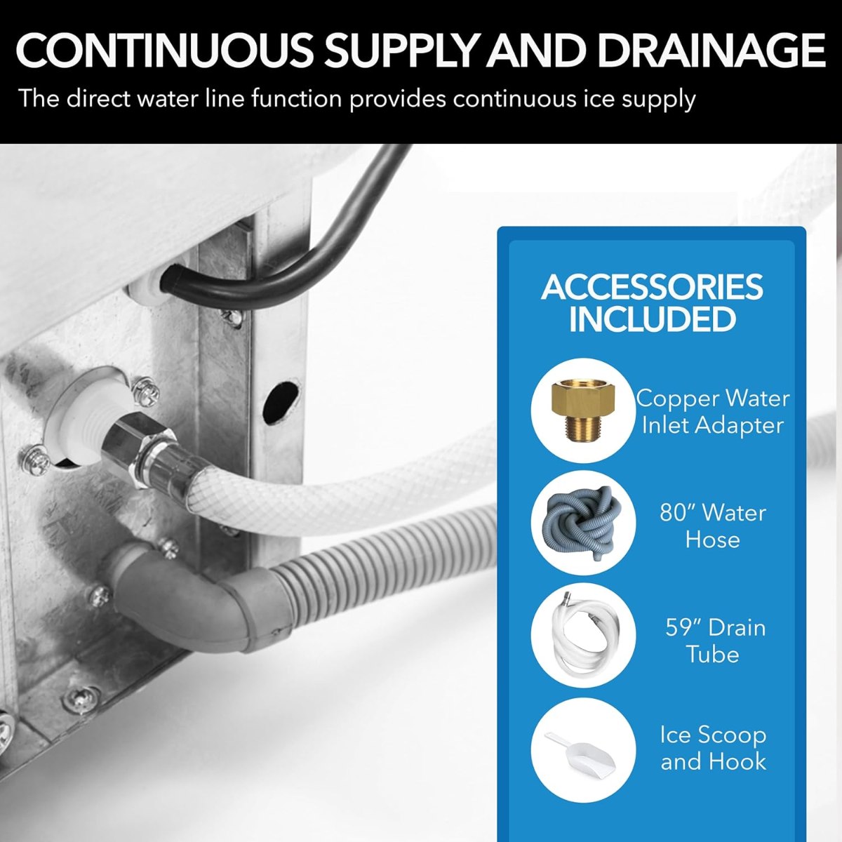 Whynter FIM-450HS 44 lb Freestanding Ice Maker - Continuous supply and Drainage