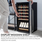 Whynter FWC-341TS 34-Bottle Freestanding Wine Refrigerator - display wooden shelf shown