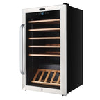 Whynter FWC-341TS 34-Bottle Freestanding Wine Refrigerator - front right view empty fridge closed door