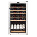 Whynter FWC-341TS 34-Bottle Freestanding Wine Refrigerator - front view loaded fridge with wine display closed door