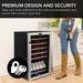 Whynter FWC-341TS 34-Bottle Freestanding Wine Refrigerator - premium design and security with door lock shown